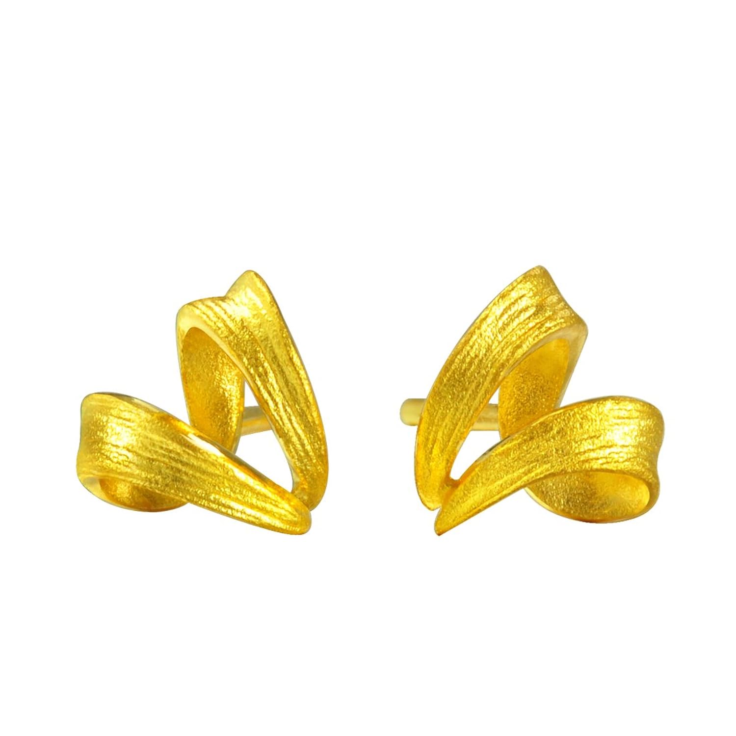 周生生 黄金(足金)树纹丝带耳钉耳饰 68727e(2.12克)