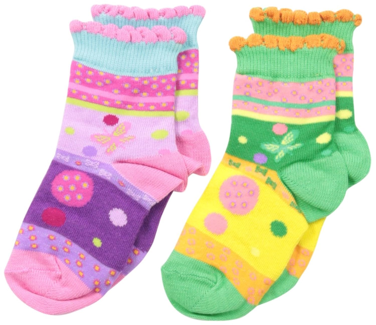 country kids little girls paradise sock 2 pair hot pink/melon