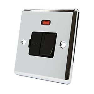 aet cpcsfnbl 13 经典镀铬抛光保险丝开关连接带霓虹灯和黑色插入塑料