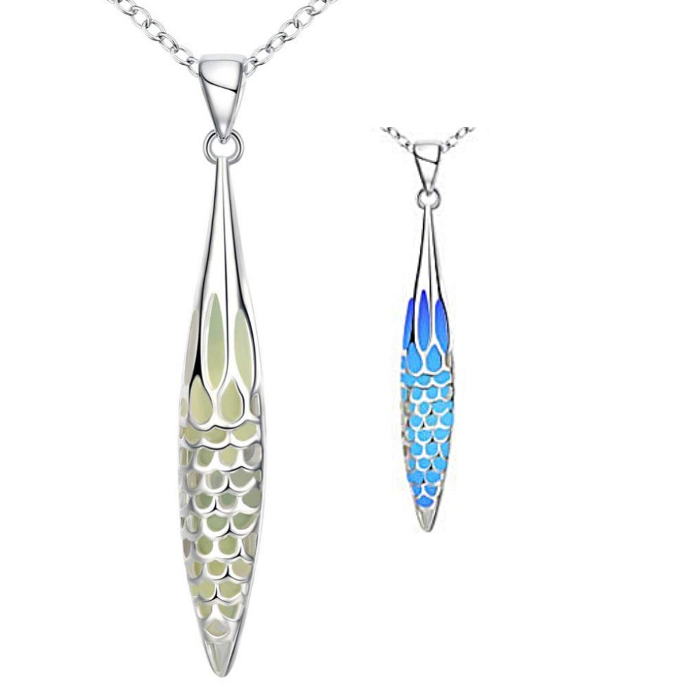 soul statement 美人鱼在黑暗中发光吊坠项链 美人鱼鳞片发光饰品