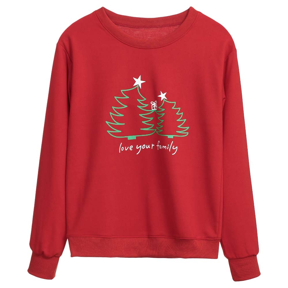 dresslily 圣诞女士套头运动衫圆领长袖圣诞老人印花上衣 红色 small