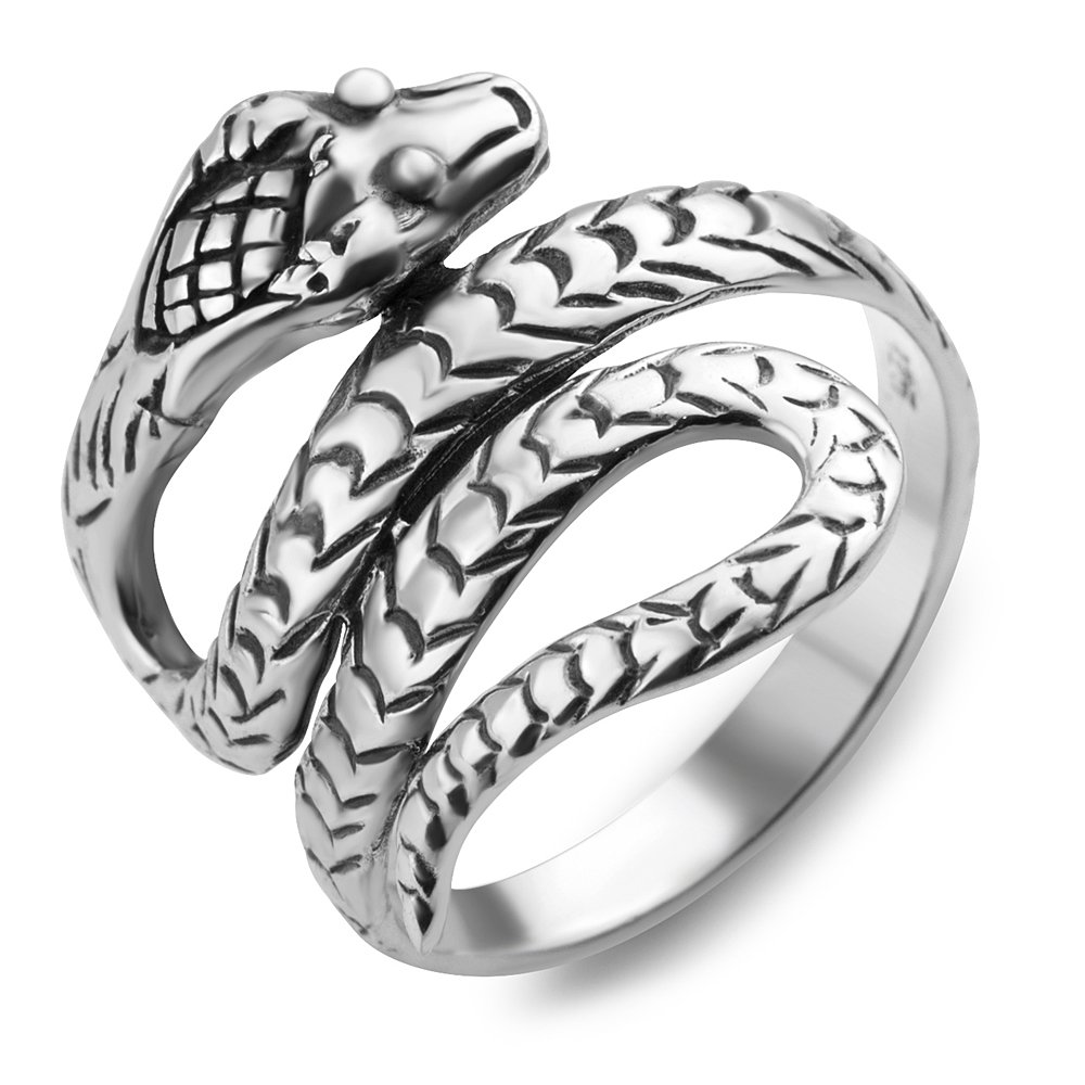 925 氧化标准纯银大号眼镜蛇蛇戒男女皆宜,尺码 6,7,8