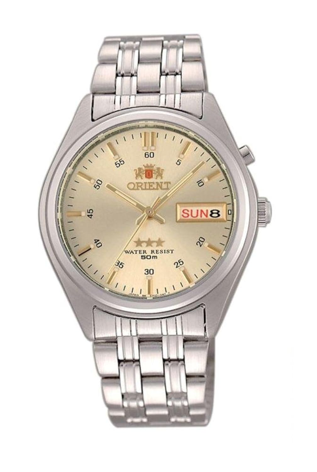 orient 男式 bem6 m004 °c 自动日期香槟不锈钢手表