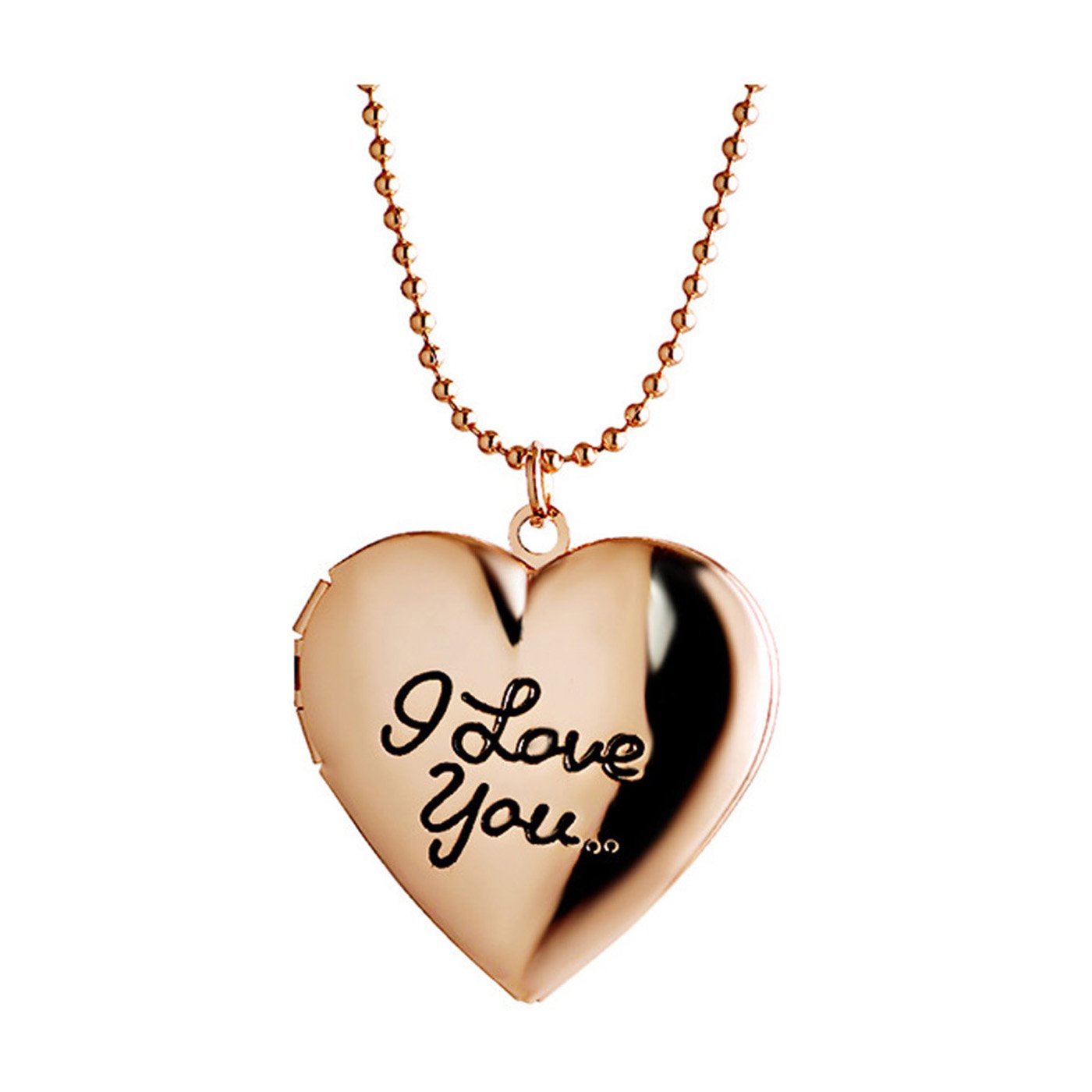 t-perfect life 字母"i love you"心形 seashell 照片盒式吊坠项链