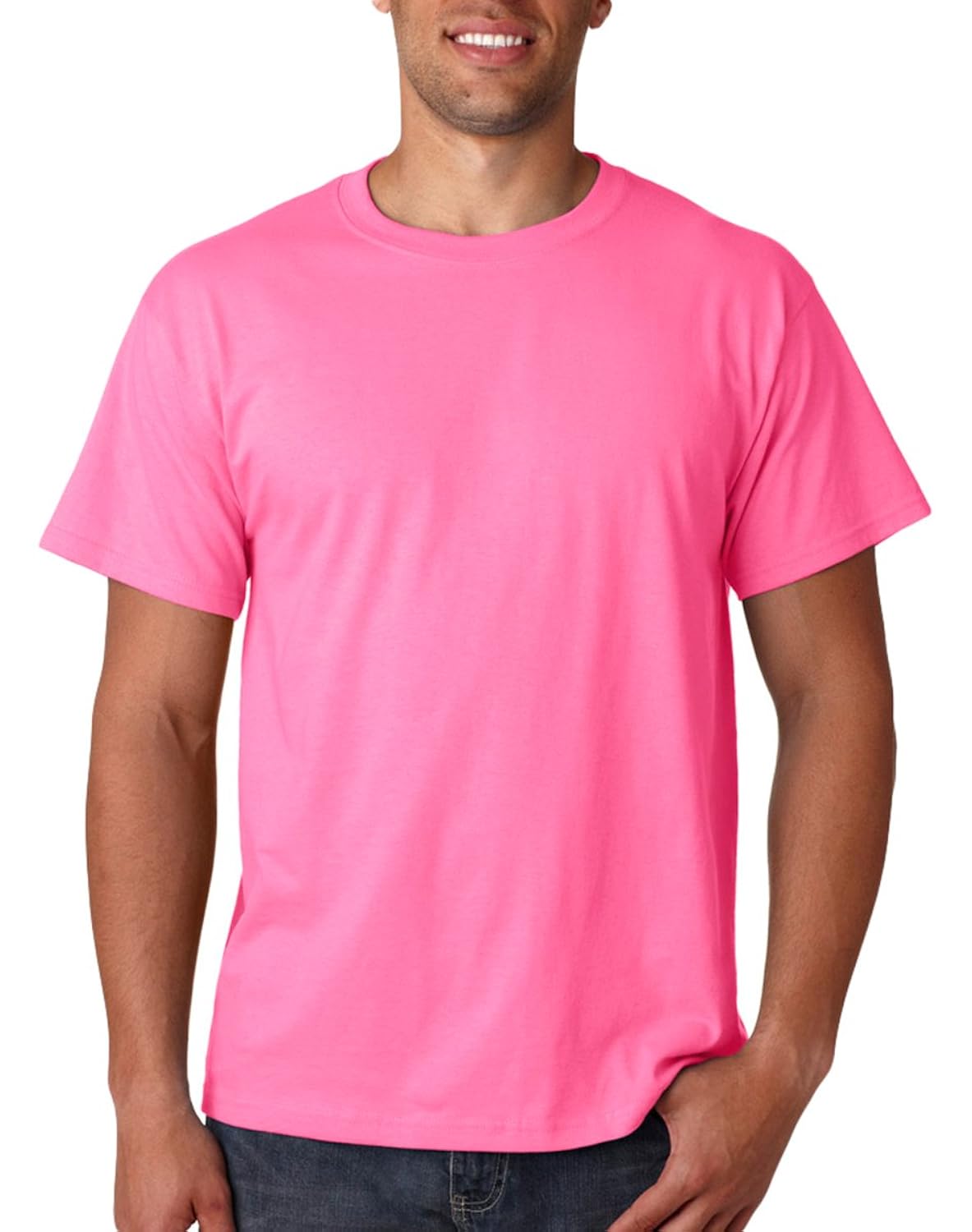 100% heavy cotton hd t-shirt(3931)-neon pink-l-3pk