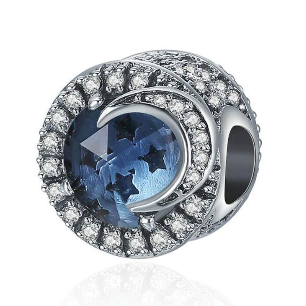 c&l 海洋闪耀心形坠饰珠诞生石水晶魅力圣诞欧式吊坠