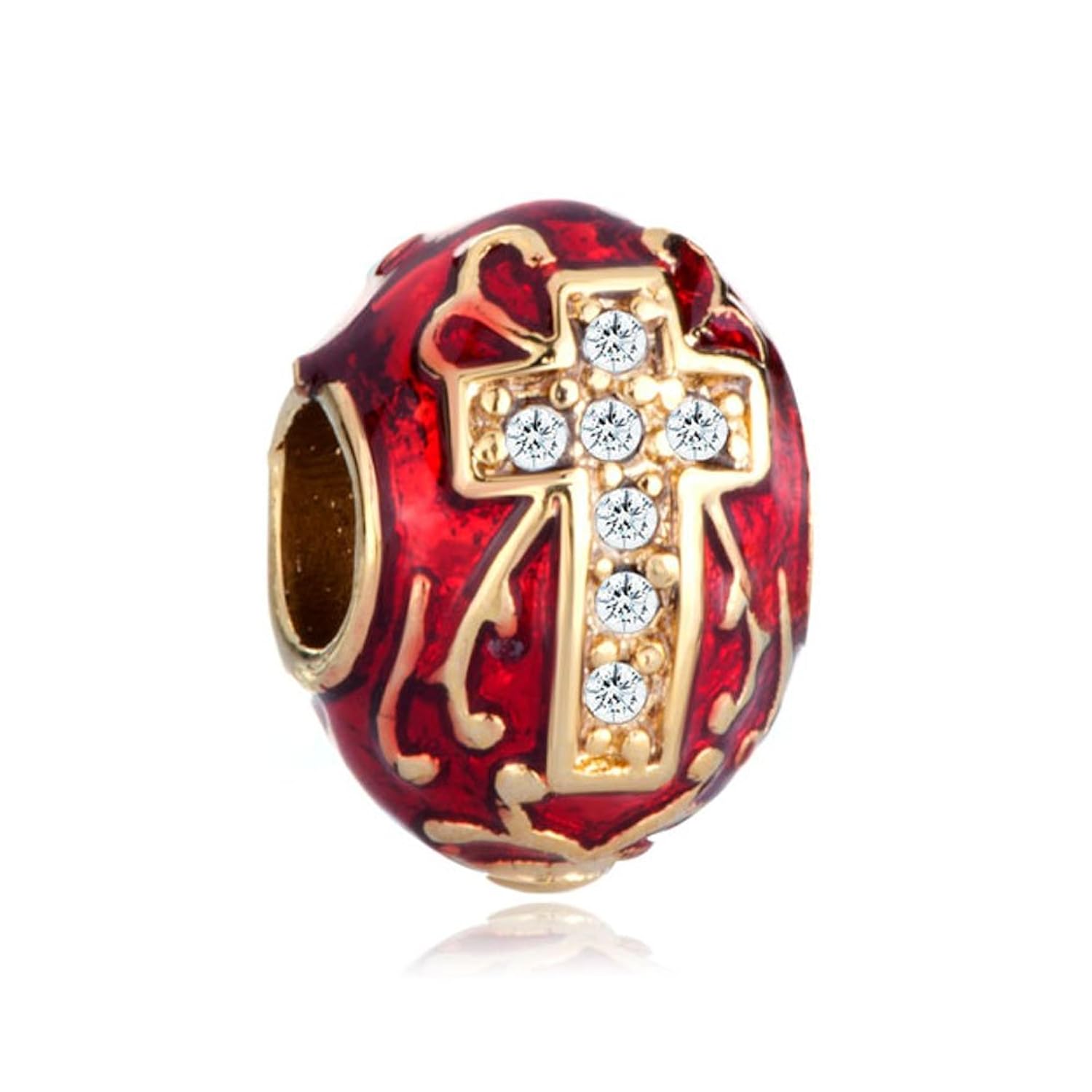 candycharms 红色凯尔特克拉达爱尔兰十字架大鸡蛋魅力珠适用于手链