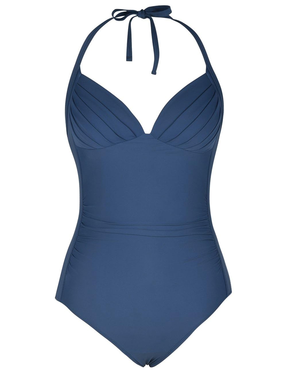 沿海玫瑰女式挂脖褶饰连体泳衣 v 领泳衣收腹 monokinis 泳衣