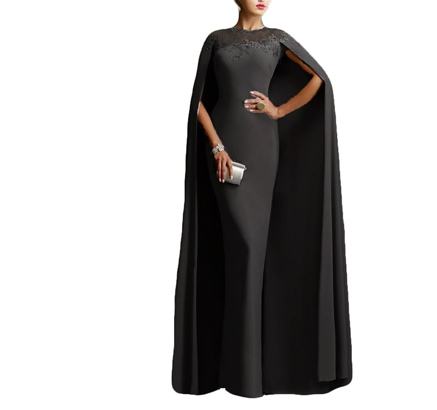 ellenhouse 女士长款美人鱼正式礼服舞会晚礼服披肩 el349