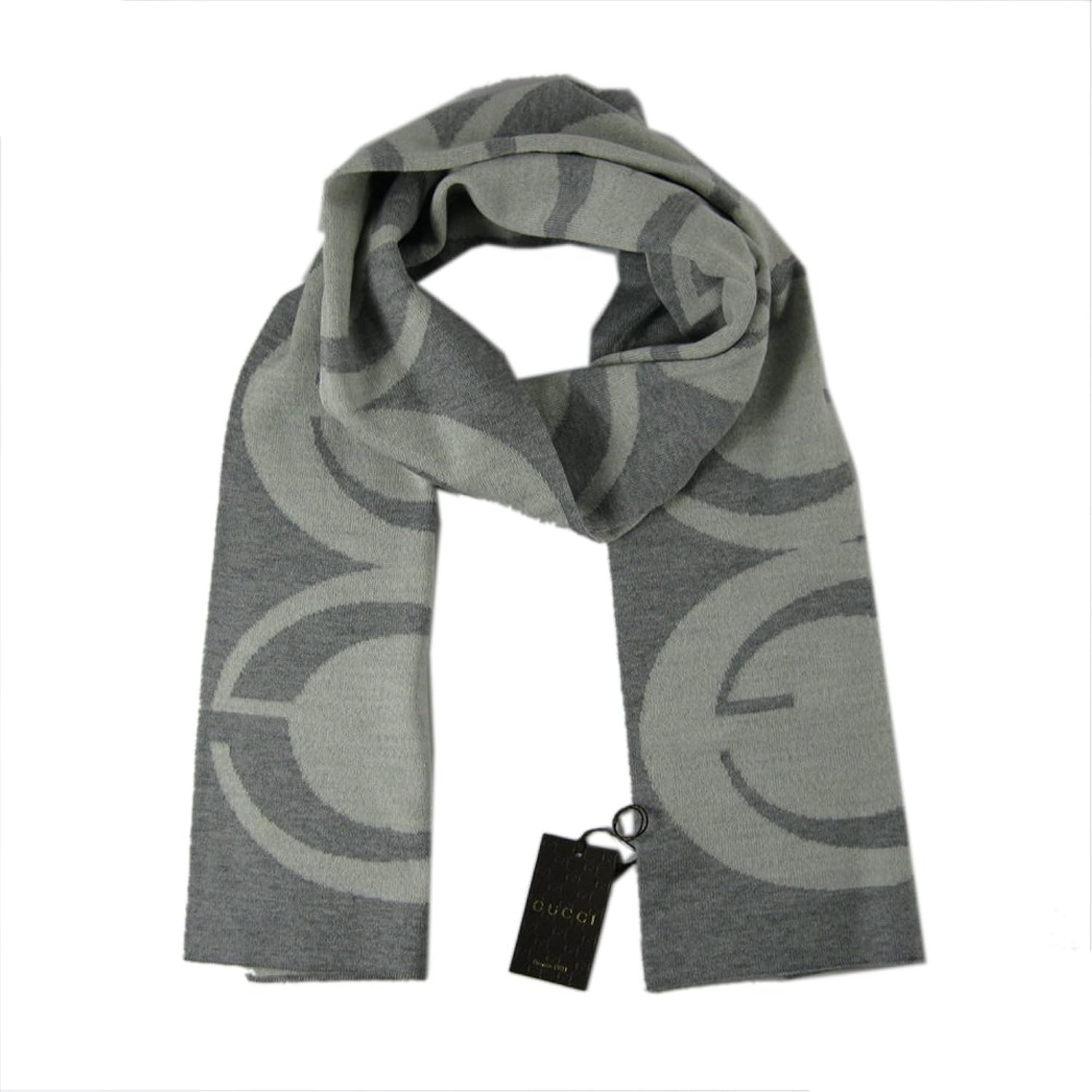 gucci(古琦)烟灰色大logo羊毛围巾