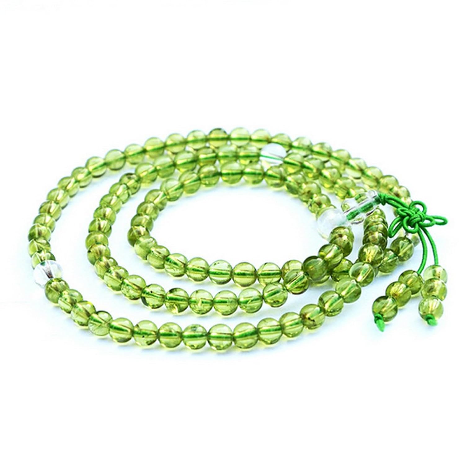 ruopu 若璞 精美5mm天然橄榄石108颗佛珠手链 莹润欲滴 天然水晶女款