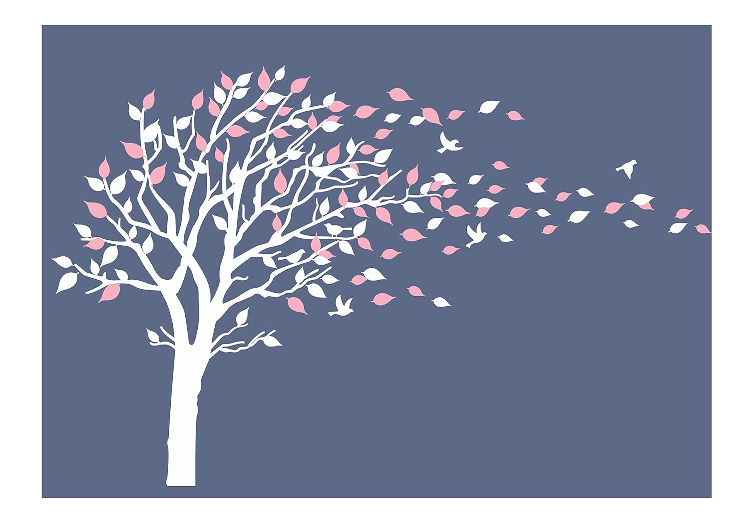 luckkyy 树吹风树墙贴乙烯基艺术儿童房青少年女孩壁纸 壁纸 壁纸