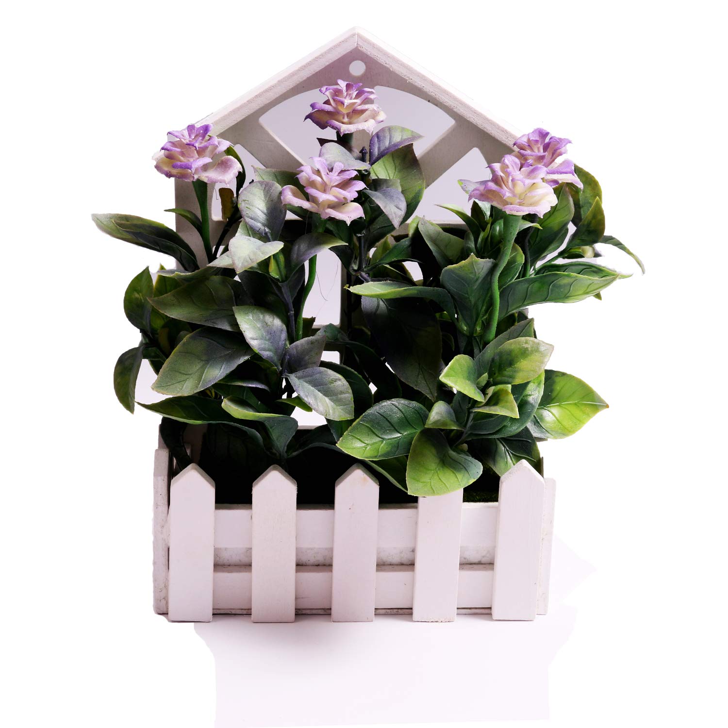 uartlines 人造塑料迷你植物装饰灌木 灰色花盆 用于浴室,房屋装饰