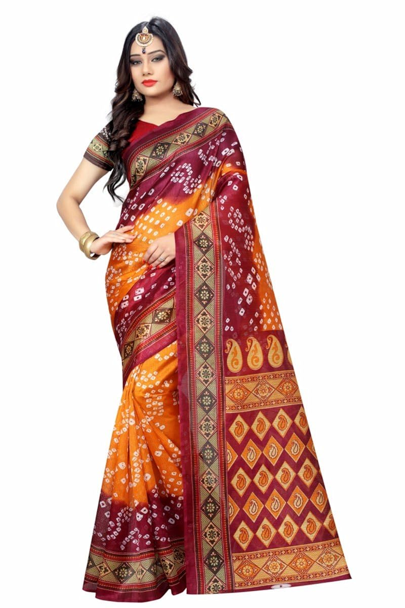 丝绸纱丽带未缝合上衣黄色和红色-服饰箱包-亚马逊中国-海外购 美亚