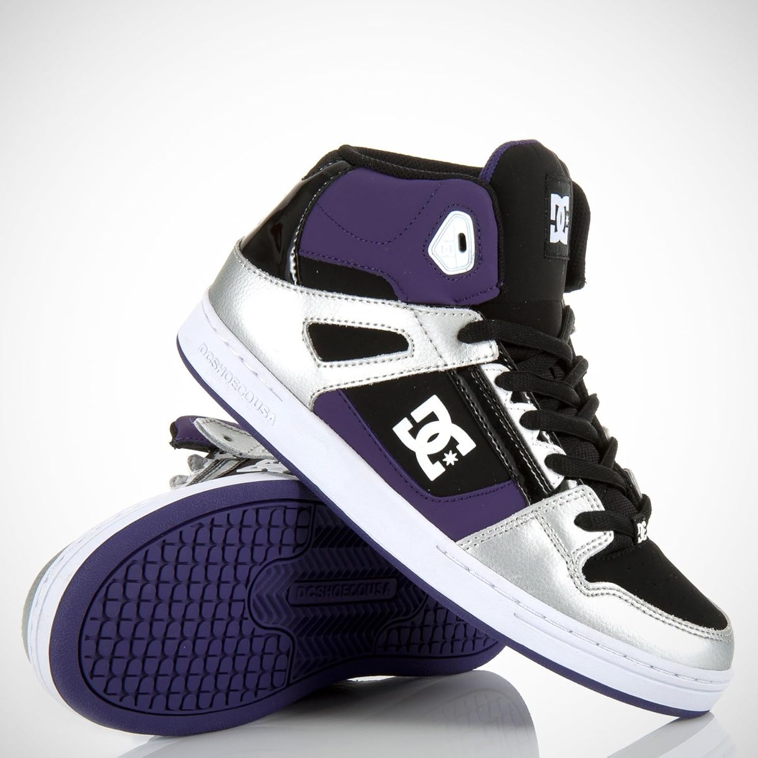 dc rebound 滑板鞋(小童 / 大童) metalic silver/purple 7 m us