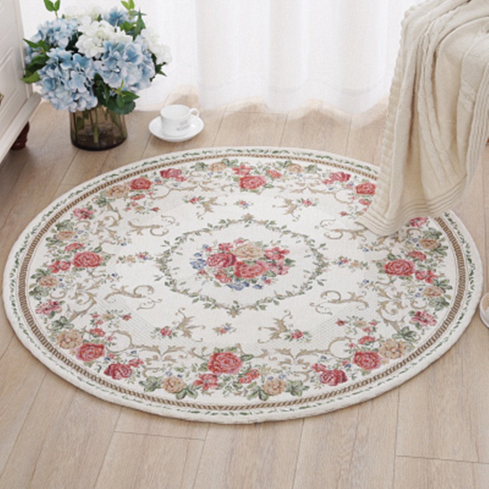 ustide 乡村风格小地毯,圆形