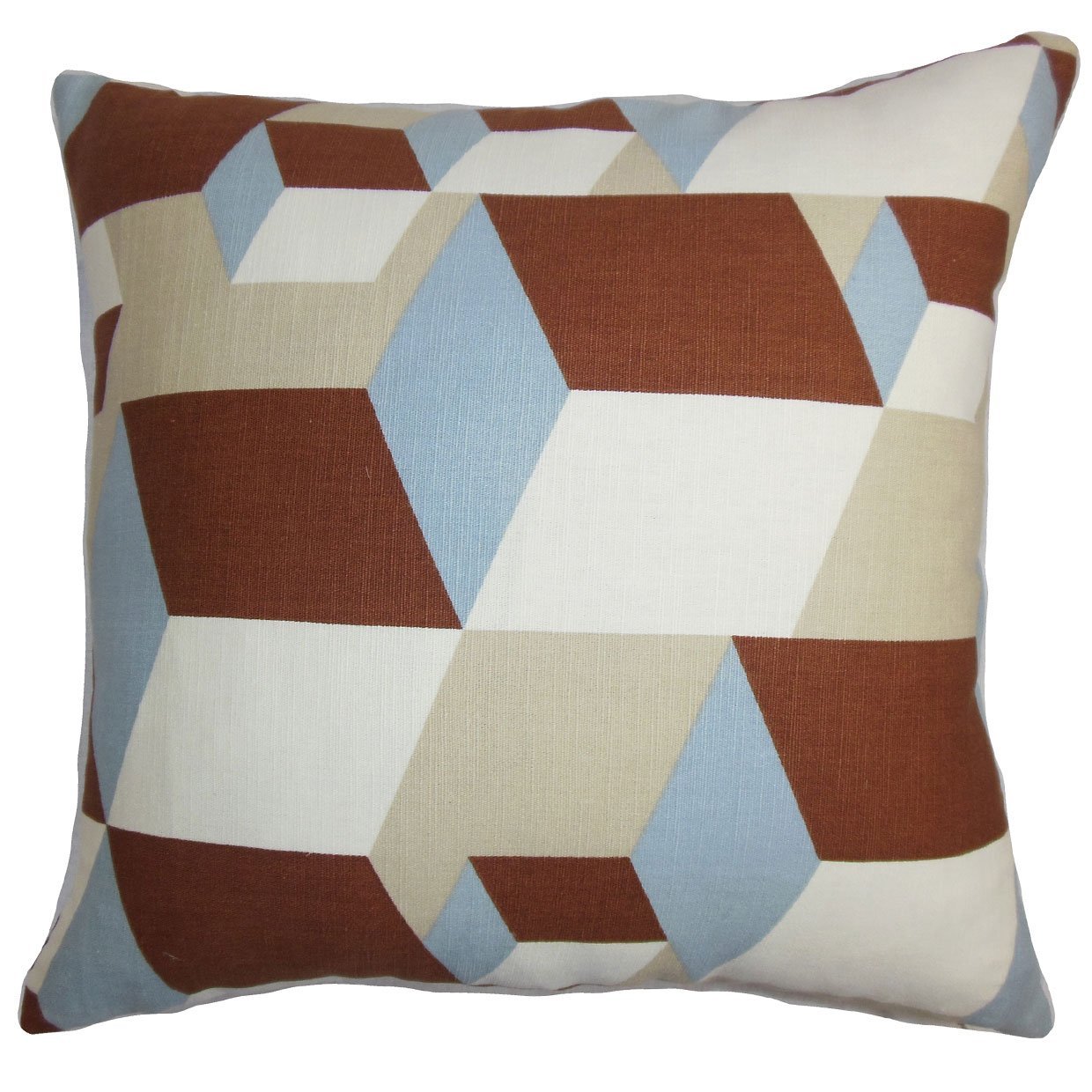 枕头系列扇形几何欧式枕套 棕色 蓝色 棕色 蓝色 standard/20" x 26"