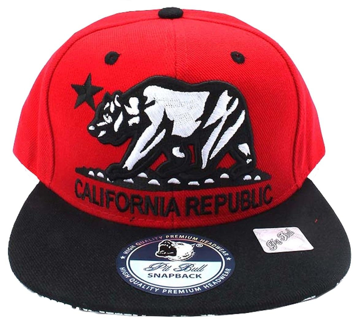 california republic"cali" 印花平帽檐棒球帽 - 红色/黑色帽檐