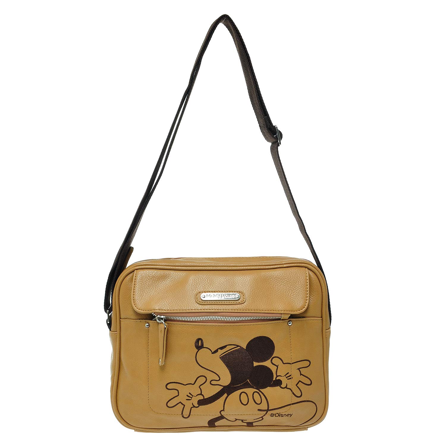 a43.迪士尼米老鼠女式儿童斜挎单肩旅行邮差包人造革
