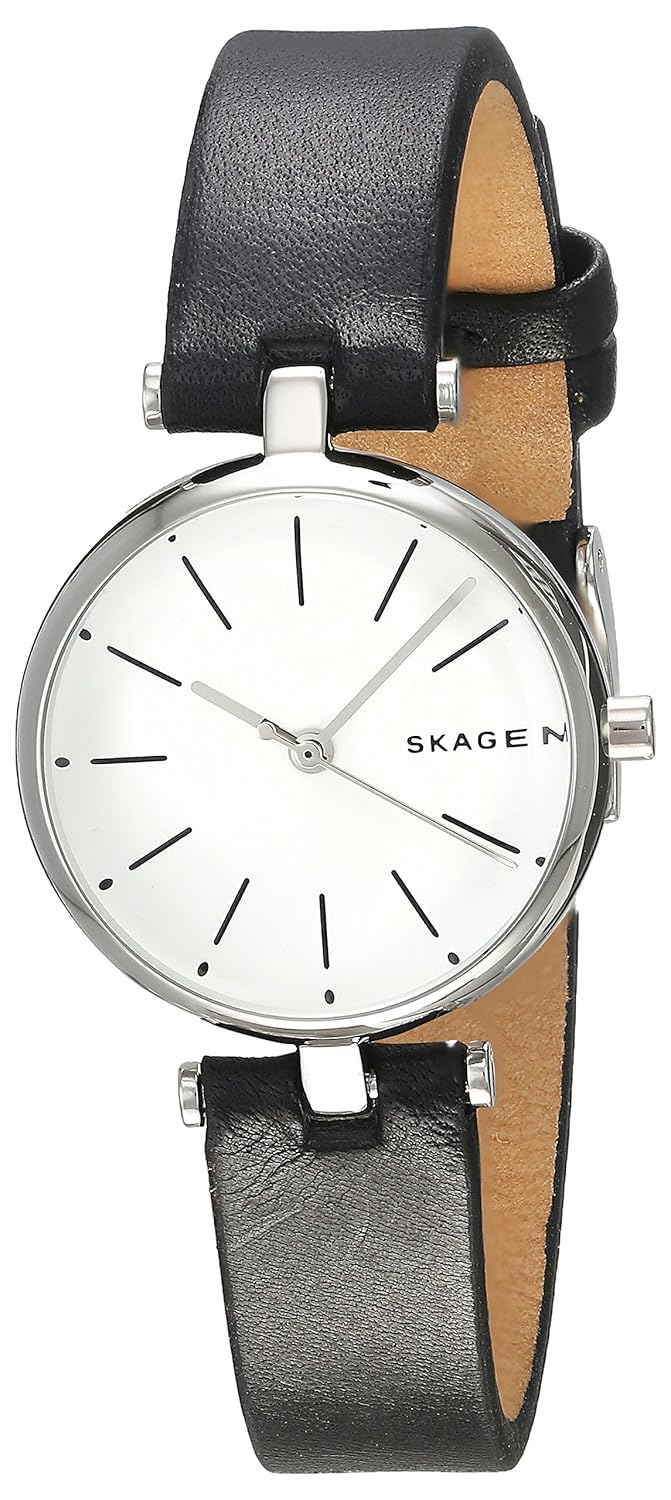 signature skw2639 silver leather japanese quartz fashion watch