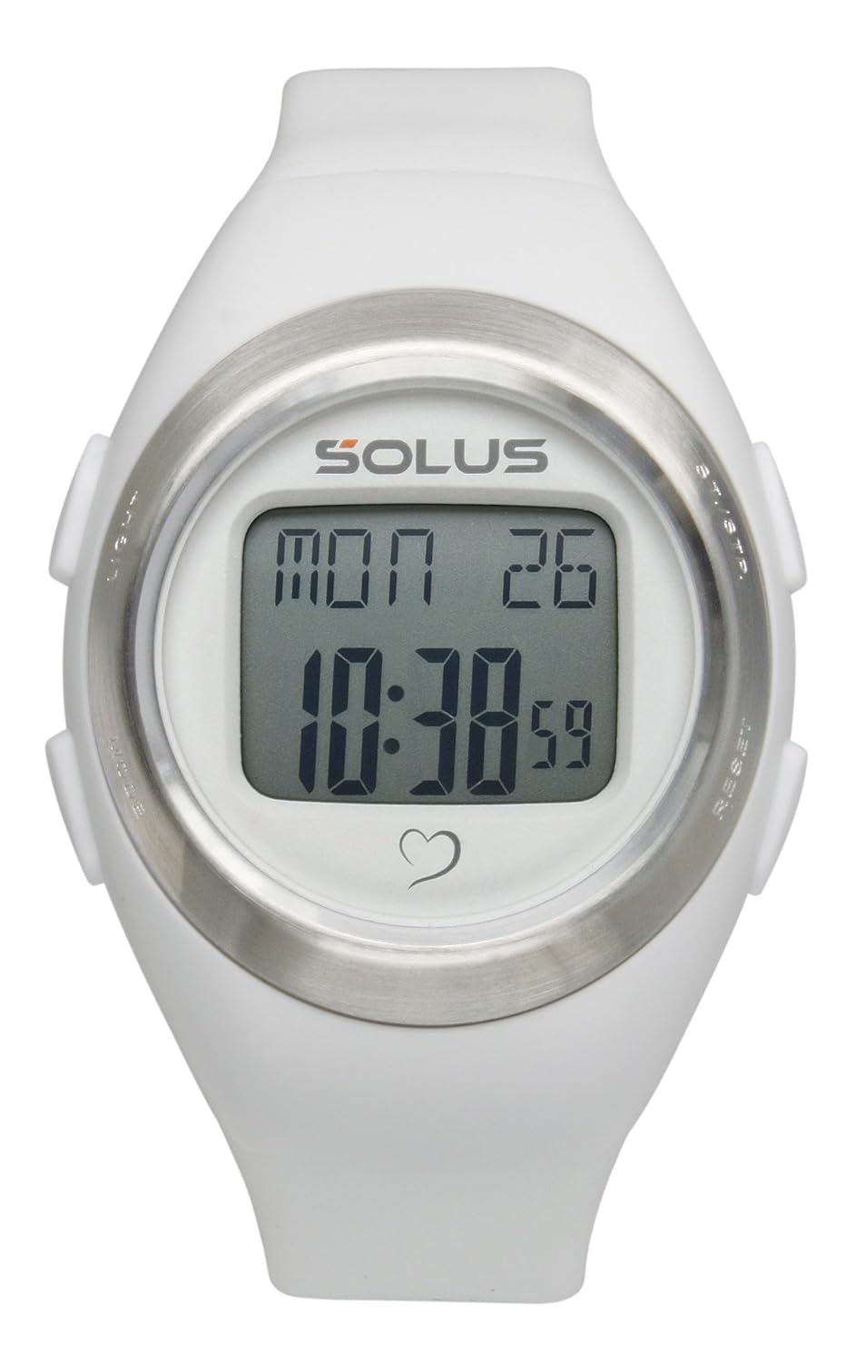 solus 中性款数码手表,液晶表盘数字显示屏和白色塑料或 pu 表带 sl