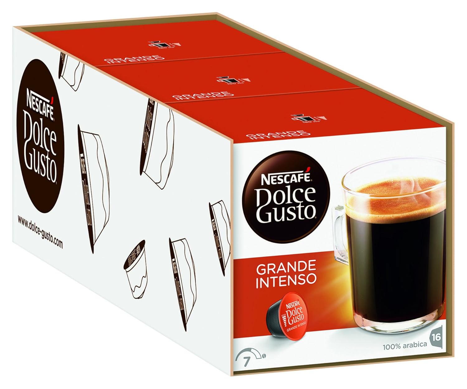 nescafé 雀巢胶囊浓缩咖啡, 3件装 (48个) 480g-食品-亚马逊中国