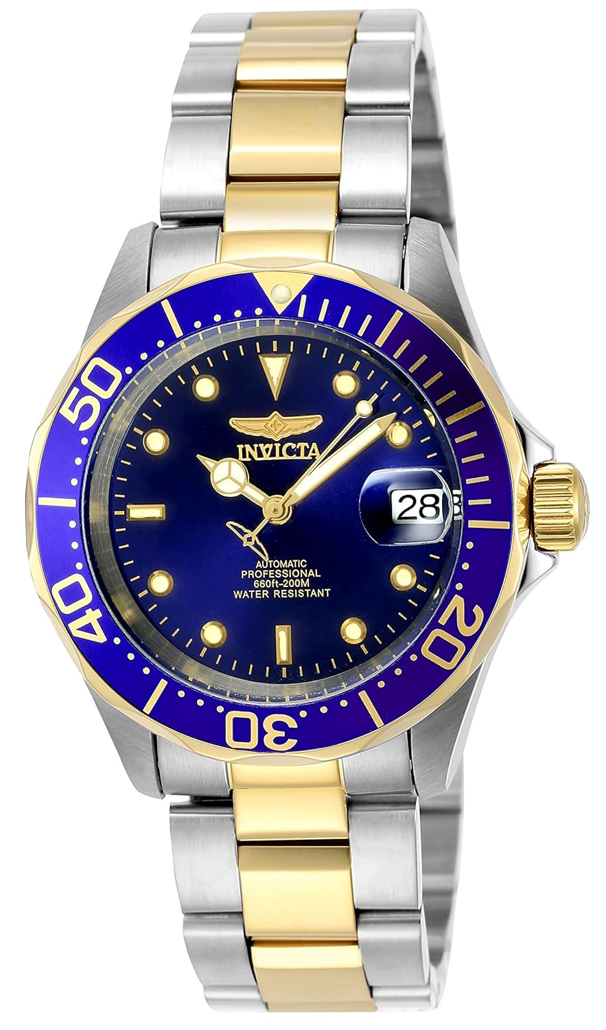 invicta pro diver系列 男士机械手表,blue/gold-silver : invicta