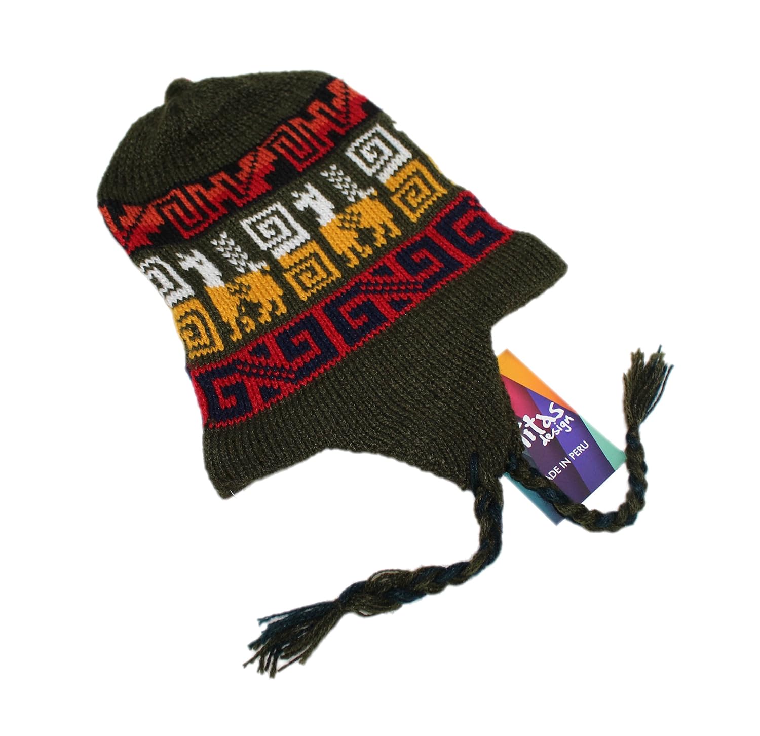 棒球帽帽子 chullo 羊驼混纺秘鲁制造 militr 绿色 cod 72