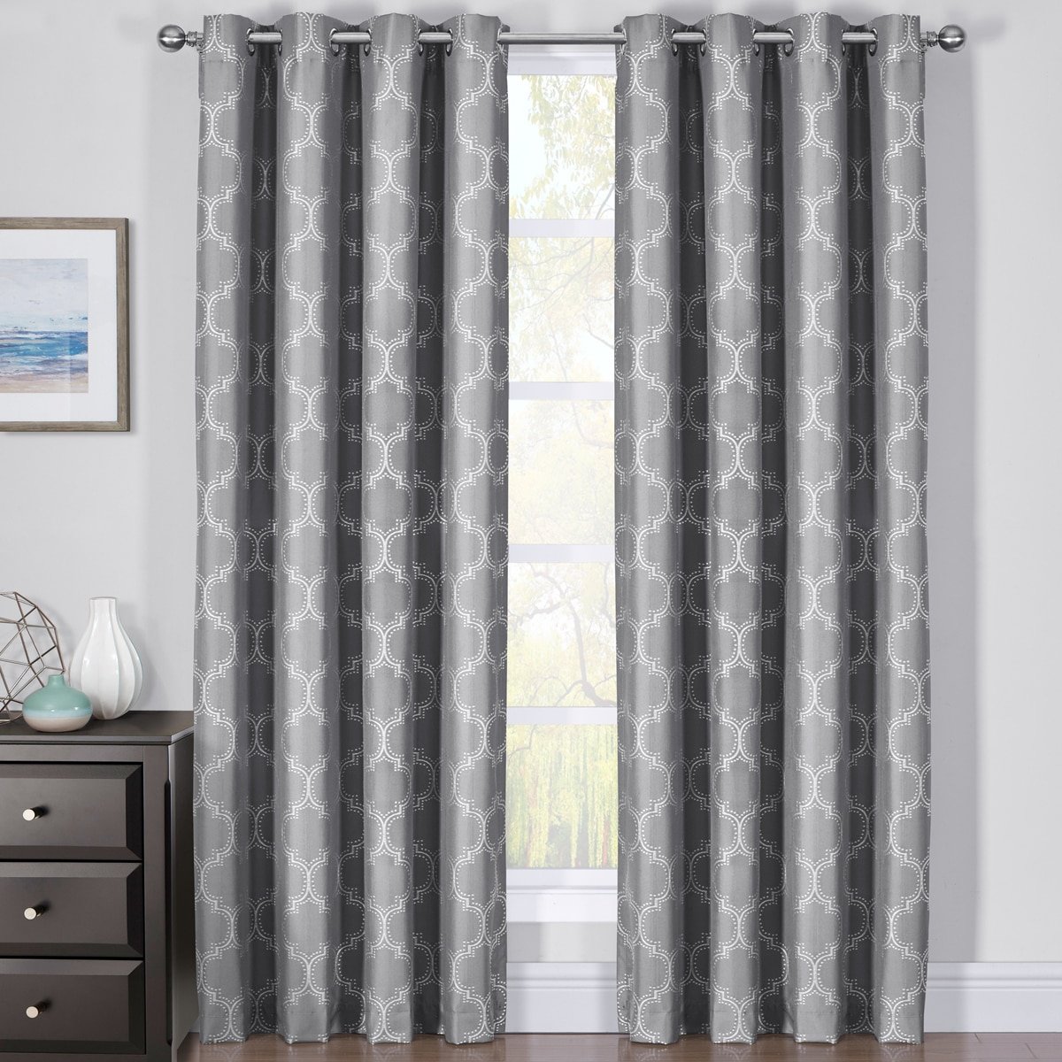 royal bedding alana 窗帘,顶部金属扣眼 * 遮光,隔热窗帘布,两对/一