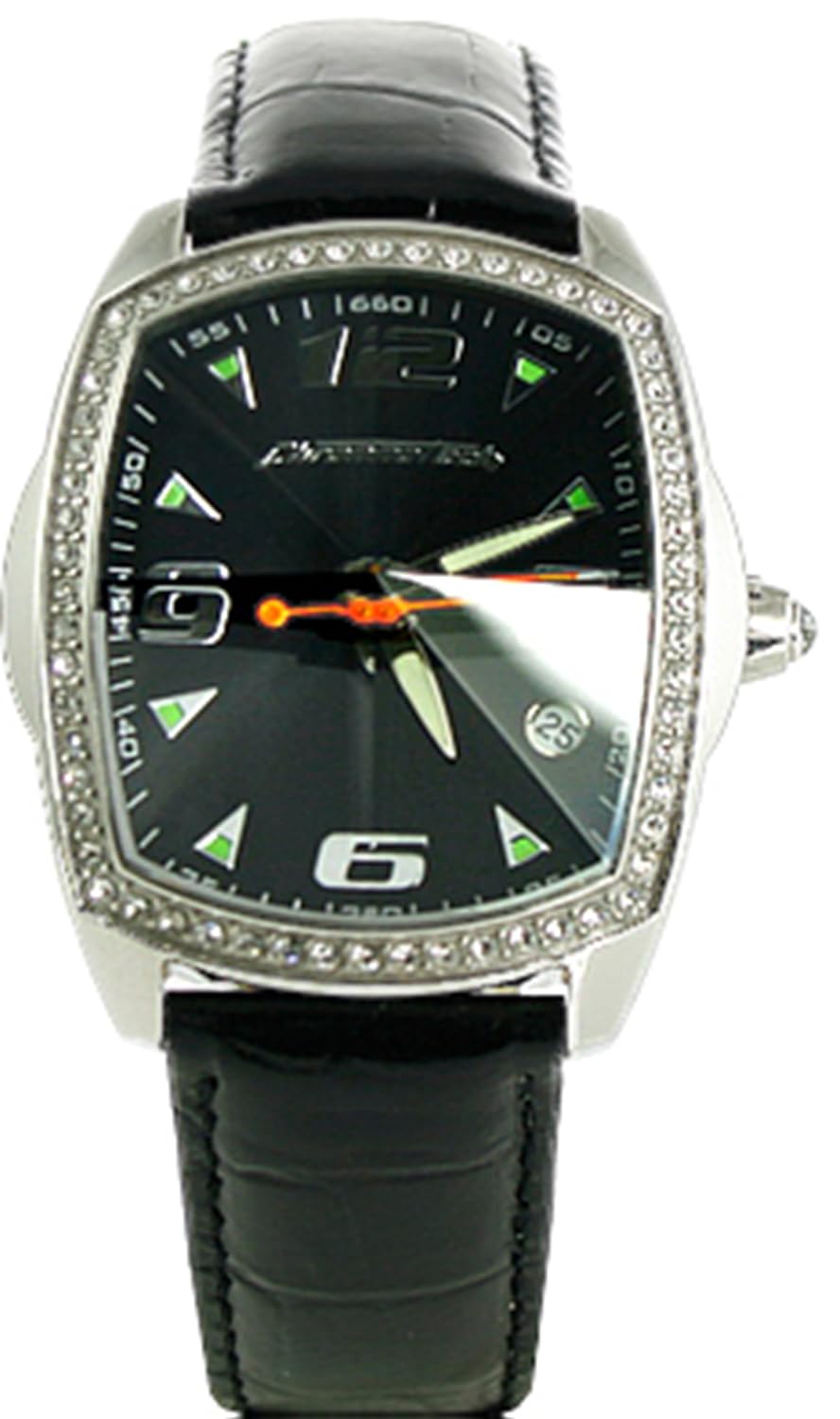 chronotech 女式克拉7504ls / 02 prisma 黑色皮革手表