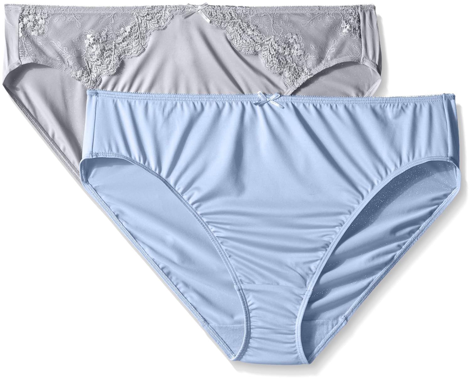女士2件装超细纤维 hi cut 三角裤蕾丝内裤 sterling/lunar blue