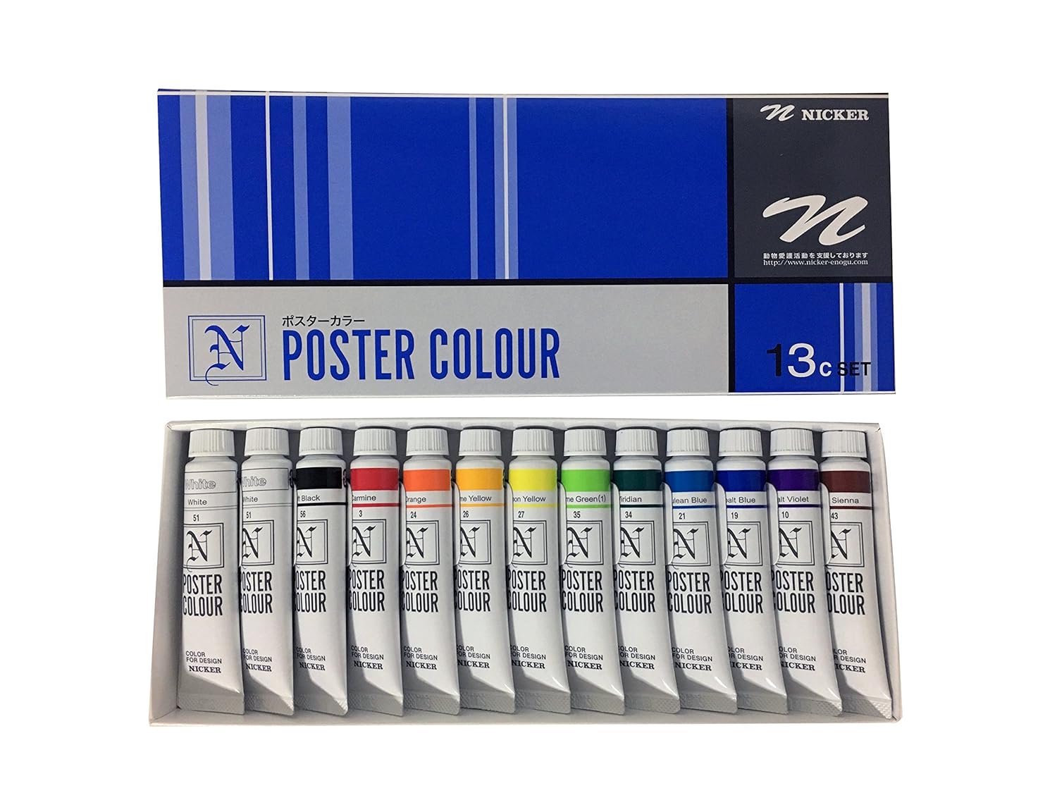 nicker 水彩颜料 海报彩色 11ml(4号) 12色13支套装 多色