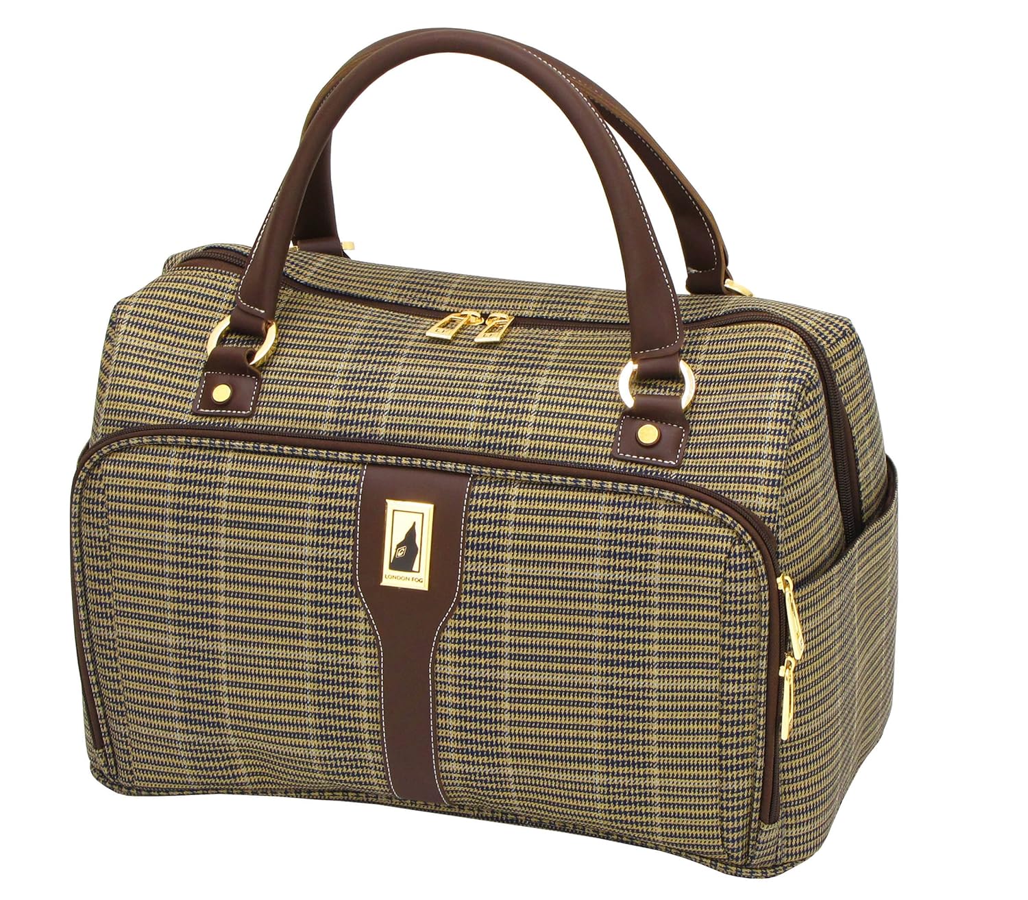 london fog westminster 17 inch deluxe cabin bag, camel plaid