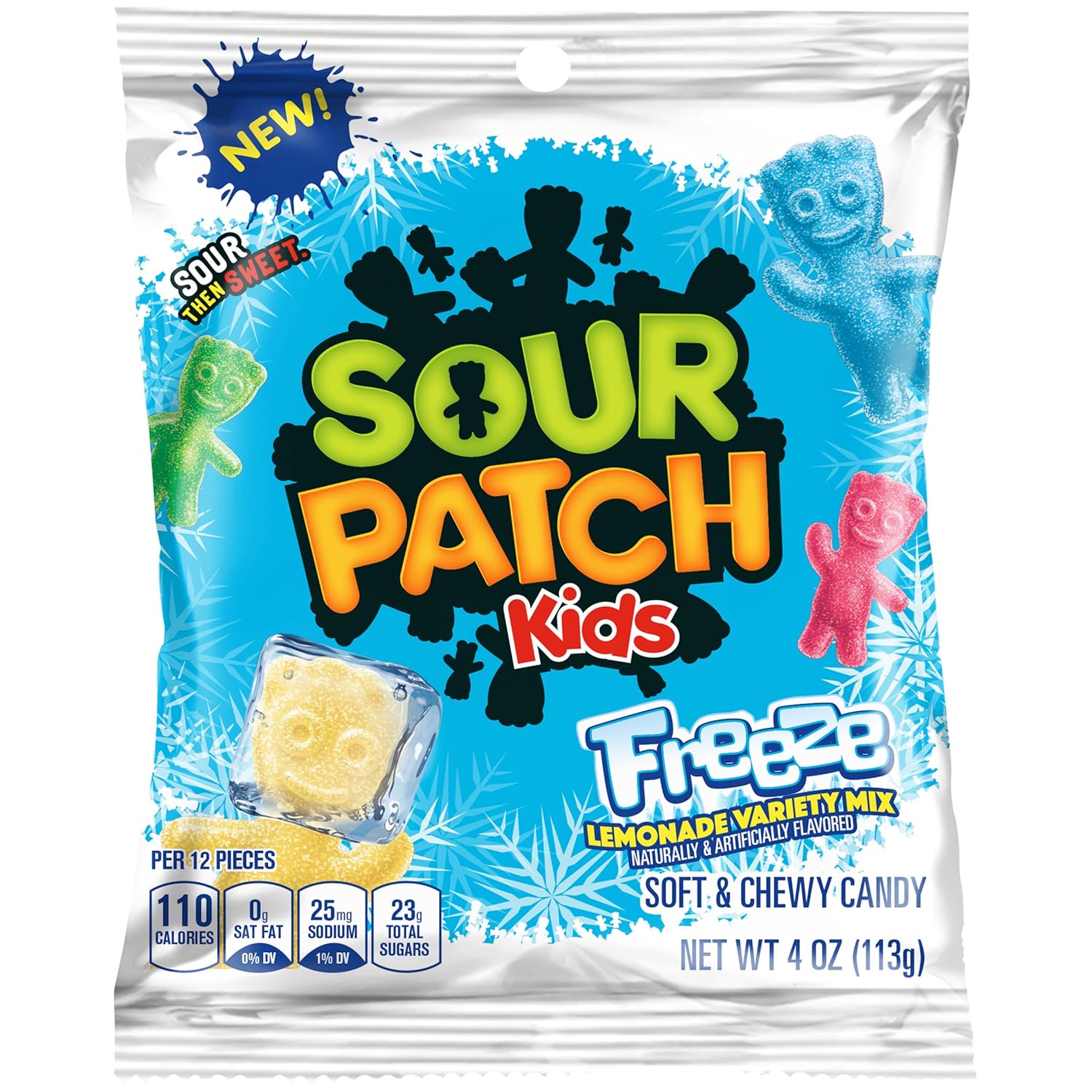 sour patch kids freeze assorted fat free candy, 4 ounce, 12