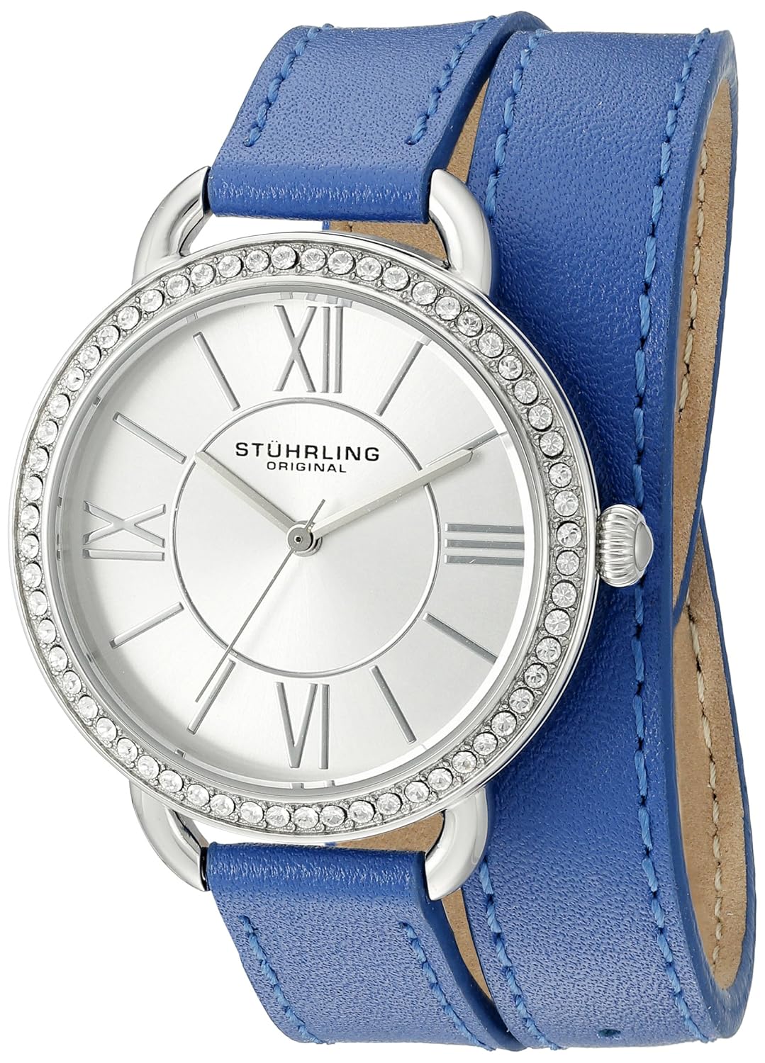 01 deauville 石英水晶蓝色环绕皮革表带手表